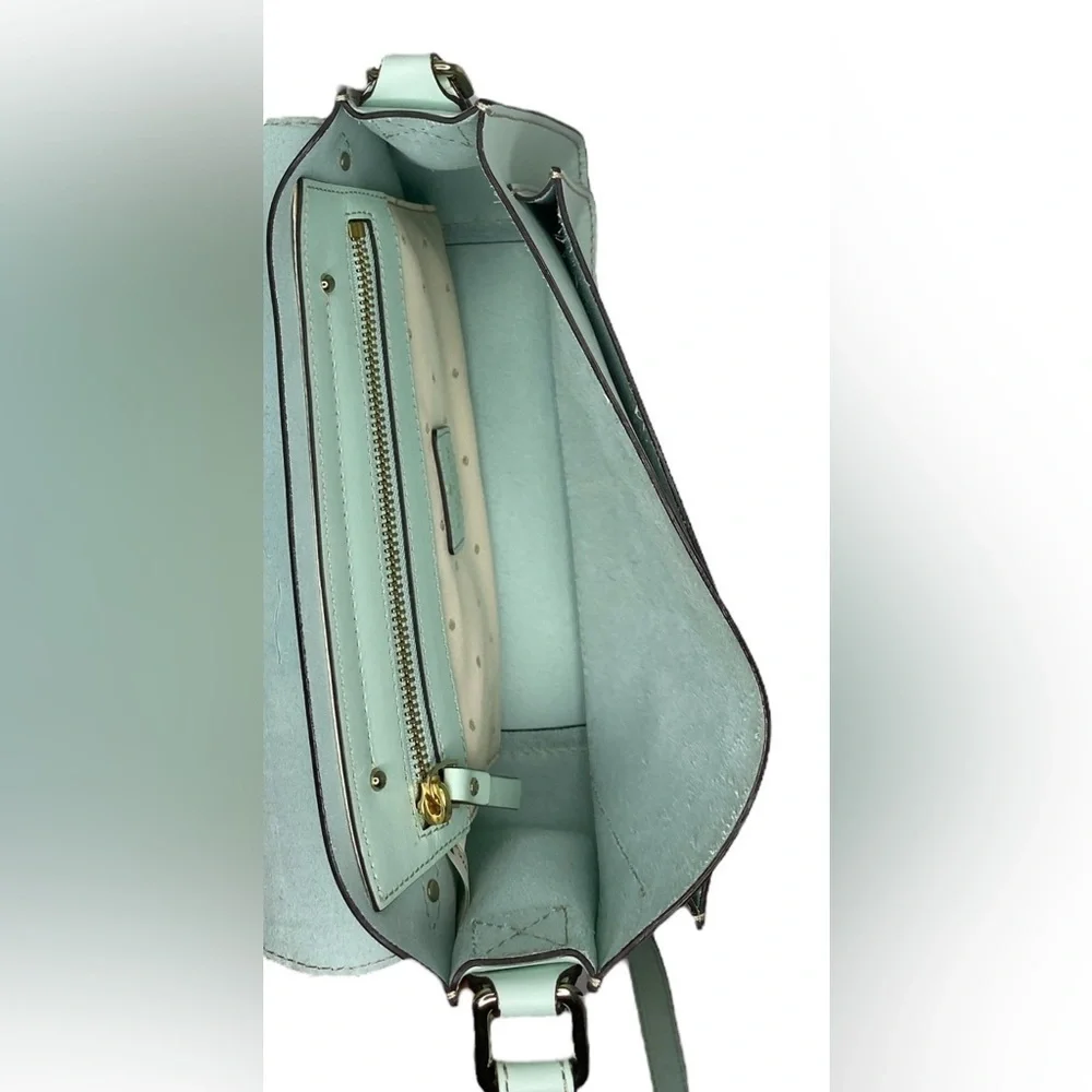 Kate Spade Essex Scout Faded Mint Genuine Leather Crossbody Satchel Flap Bag